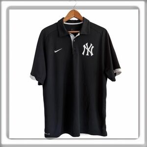 New York Yankees Performance Polo Shirt Nike Dri-Fit Black MLB Size Large